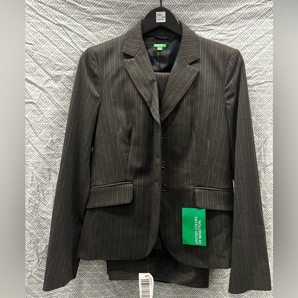 United Colors of Benetton Grey Pinstripe Suit